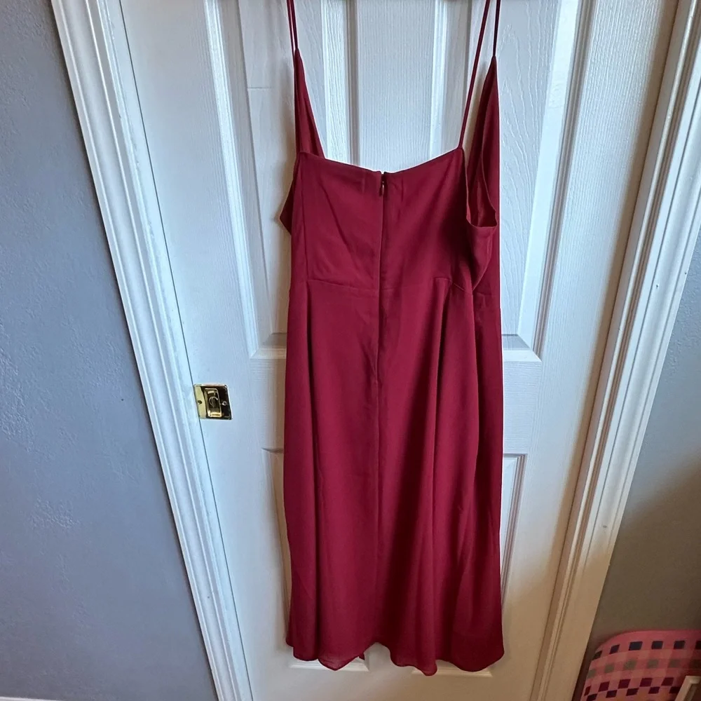 NWT Madewell Red Slip Midi Dress with Slit - Picture 6 of 7